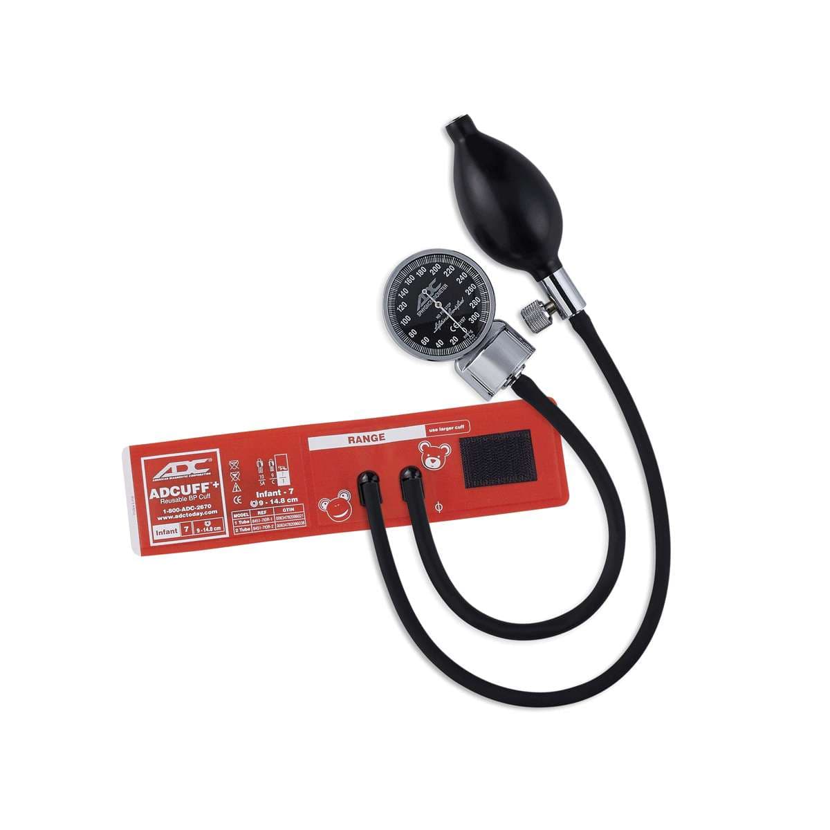ADC Diagnostix Pocket Aneroid Sphyg with Adcuff+, Infant, Orange - Image 1