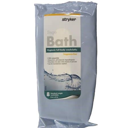 Sage Bath Rinse-Free Bath Wipe, 8 x 8 Inch - Case of 704 - Image 1