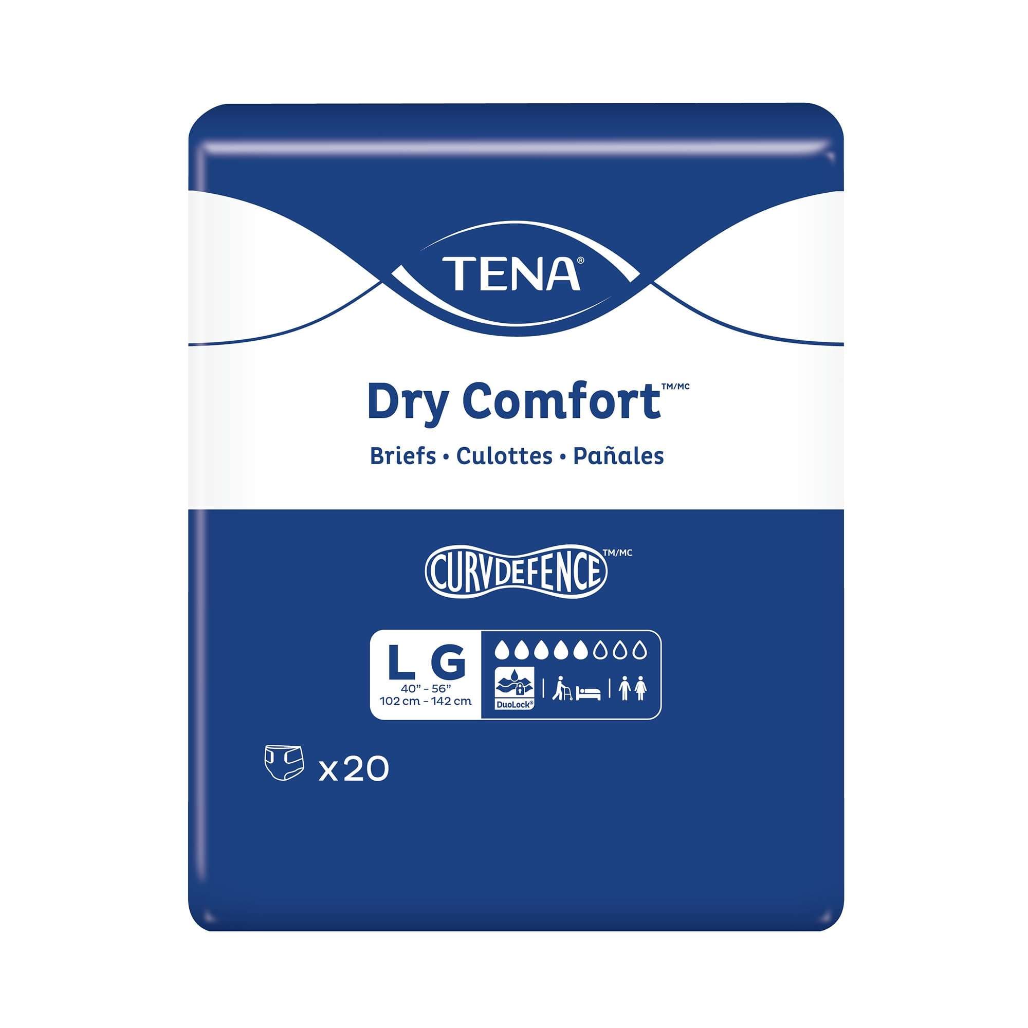 TENA Dry Comfort Incontinence Brief with CurvDefense, Large - Case of 80 - Image 1