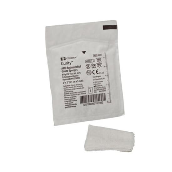 Curity AMD Antimicrobial Woven Sponges, 2 x 2 Inch - Case of 3000 - Image 1