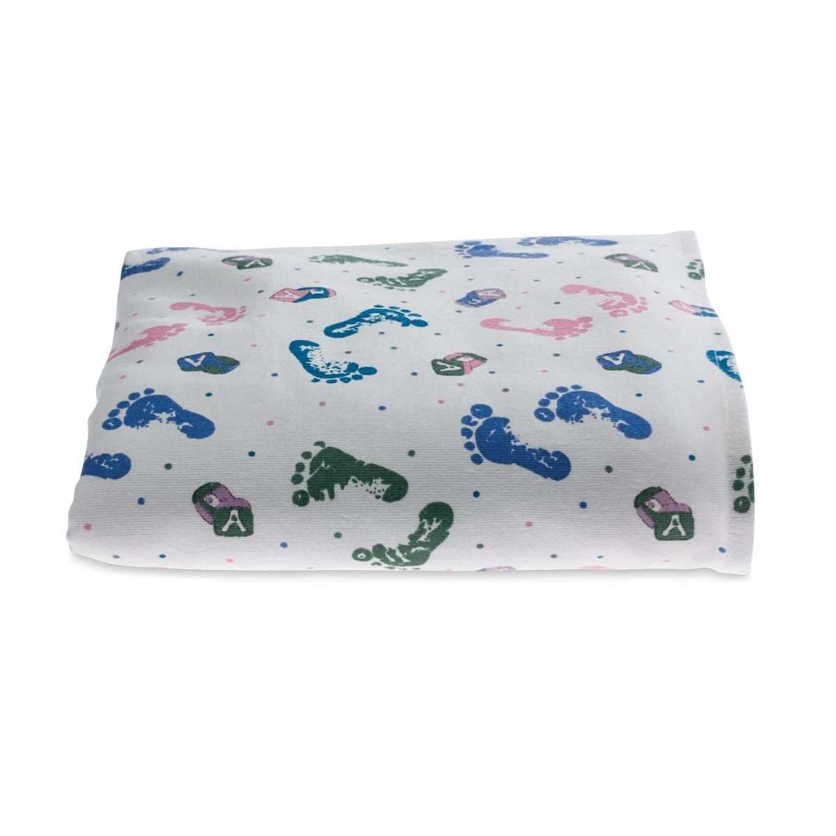 Medline Baby Blanket, Baby Footprint, 100% Cotton, 34" x 40" - Each - Image 1