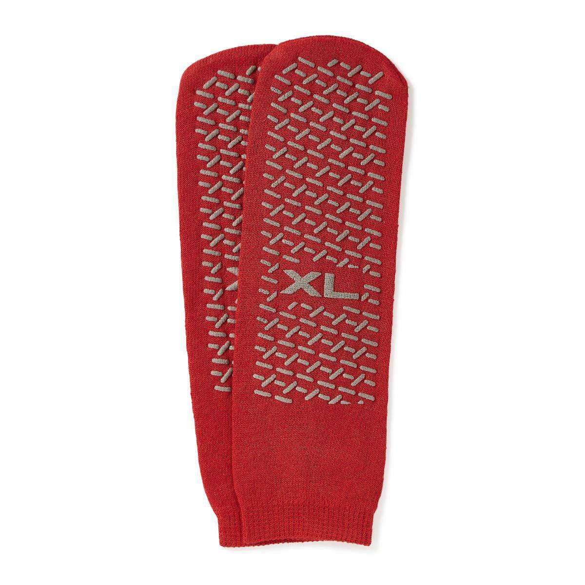 Medline Double-Tread Patient Slippers, Red, Size XL - Pair - Image 1