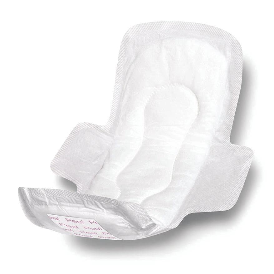 Medline Adhesive Sanitary Pads with Wing, 11 Inch - Bag of 12 - Image 1