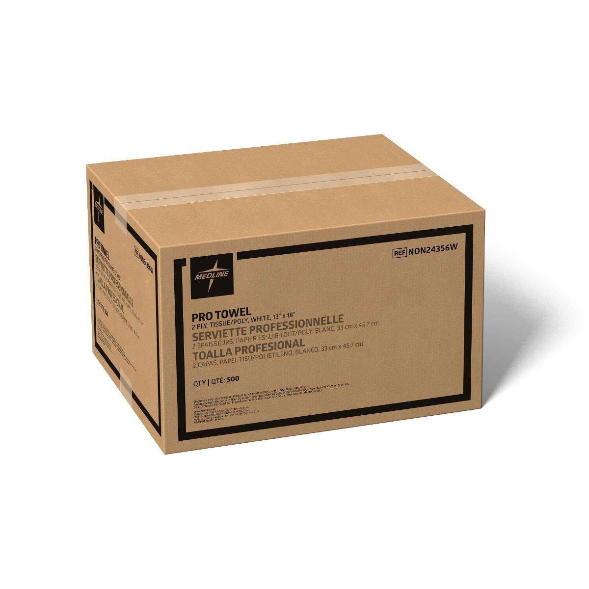 Medline 2-Ply Tissue Poly Professional Towels, White, 13 x 18 Inch - Case of 500 - Image 1