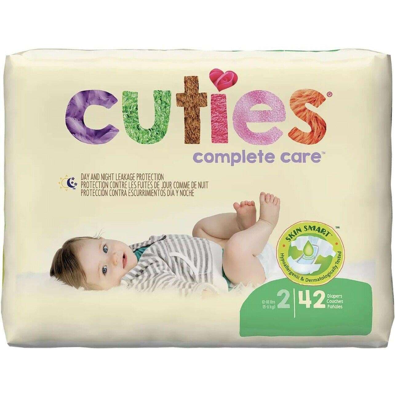 Cuties Complete Care Baby Diapers, Size 2 - Box of 168 - Image 1