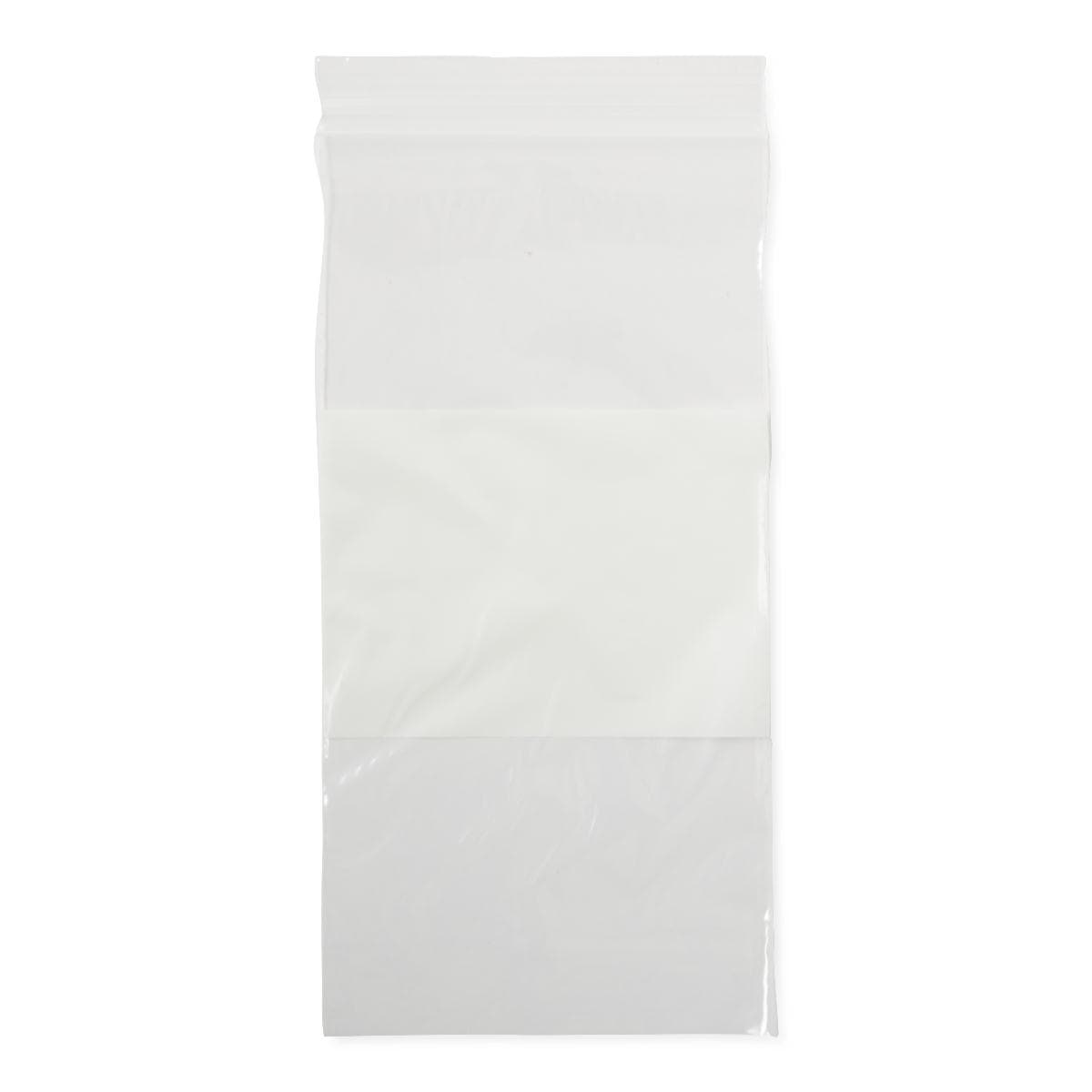 Medline Plastic Bags with Zip Closure and White Write-On Block, 2 mil, 4" x 8" - Box of 100 - Image 1