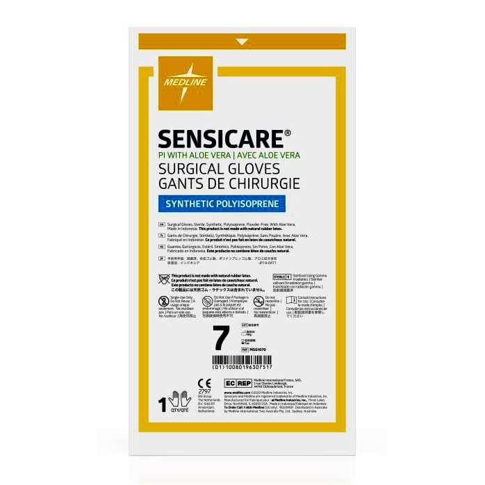 SensiCare PI with Aloe Surgical Gloves, Size 7 - Box of 25 - Image 1