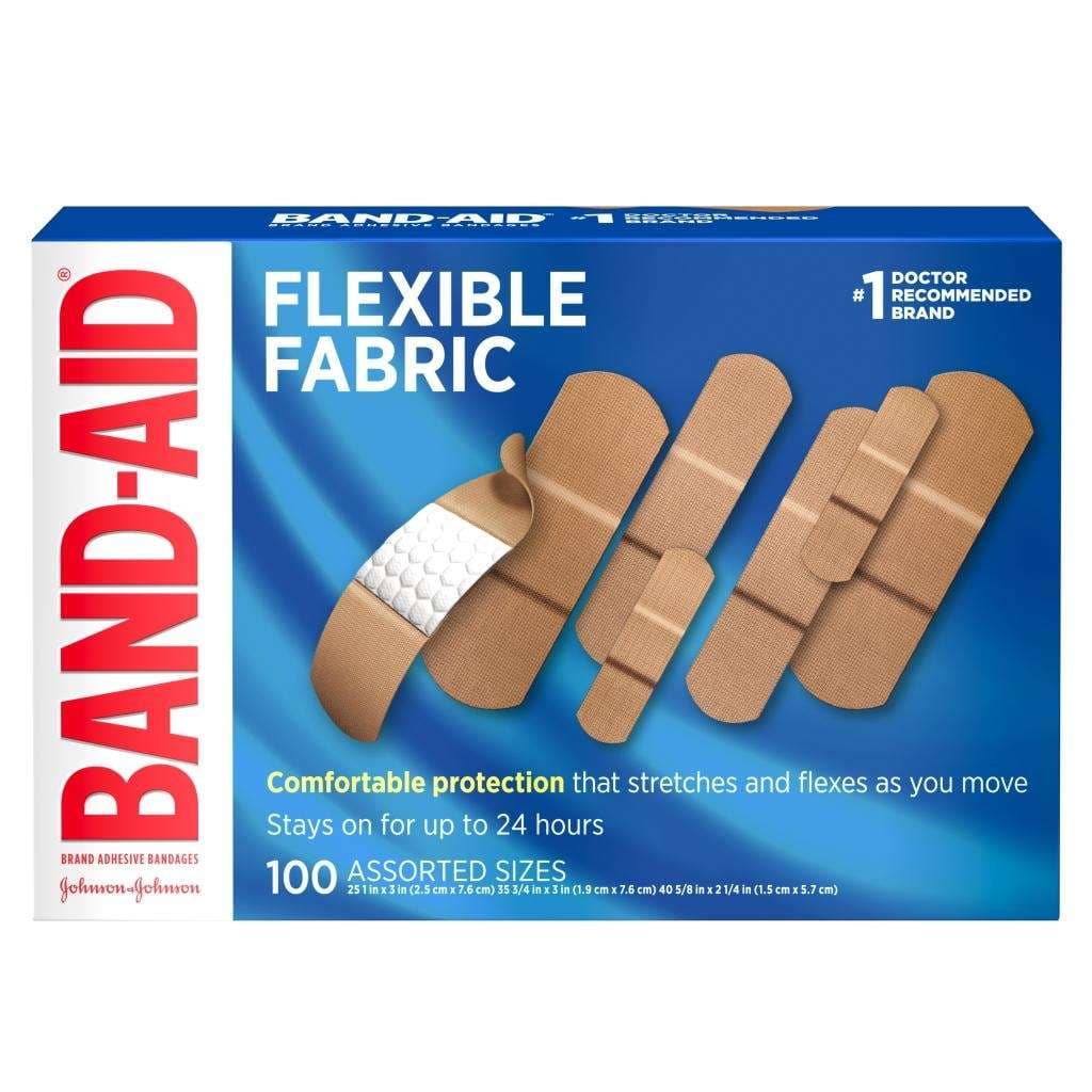 Johnson and Johnson Band-Aid Flexible Fabric Adhesive Bandage, 100 Count - Box of 100 - Image 1