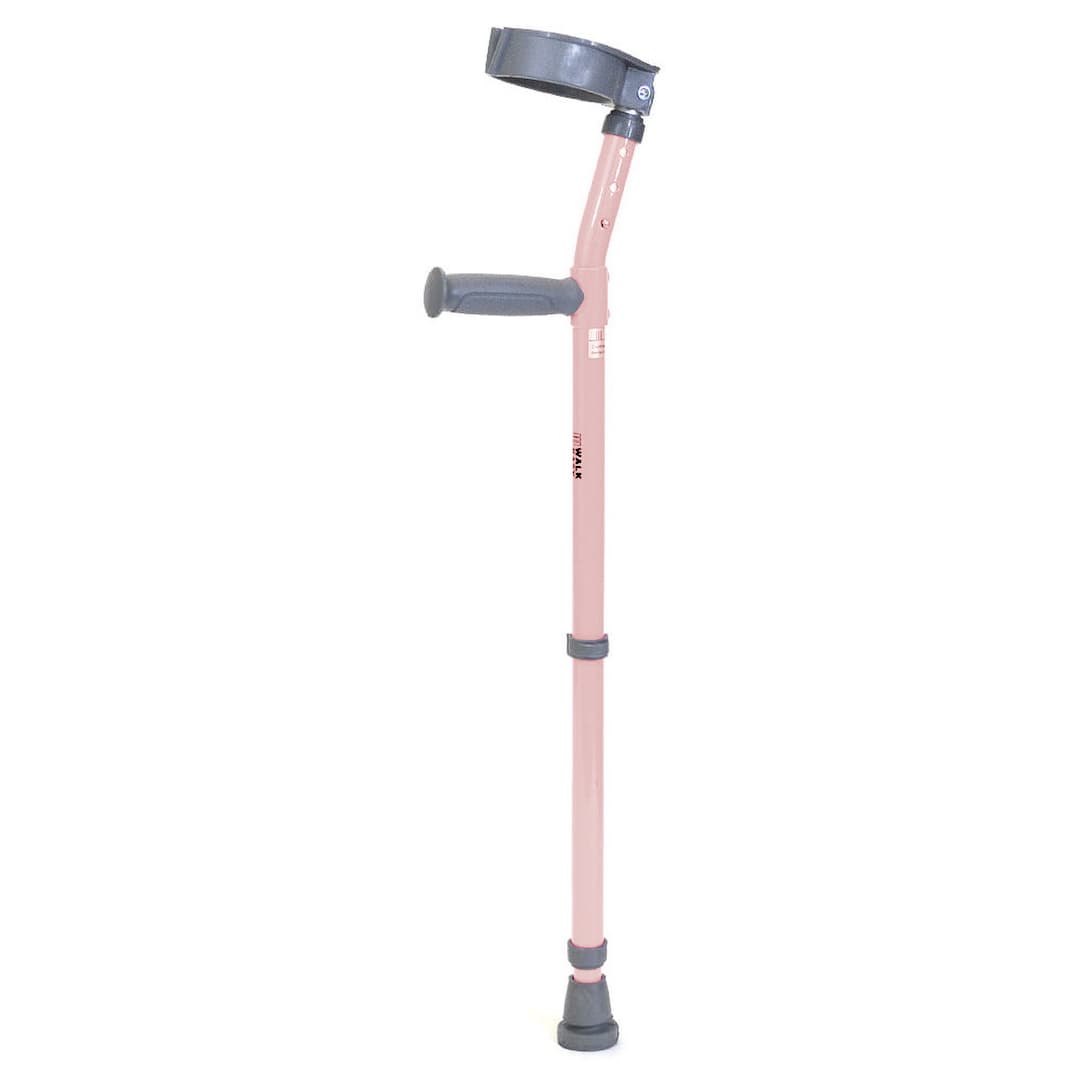 Walk Easy youth forearm height adjustable crutches with 3.5" full cuff (pair) - Pastel pink - Image 1