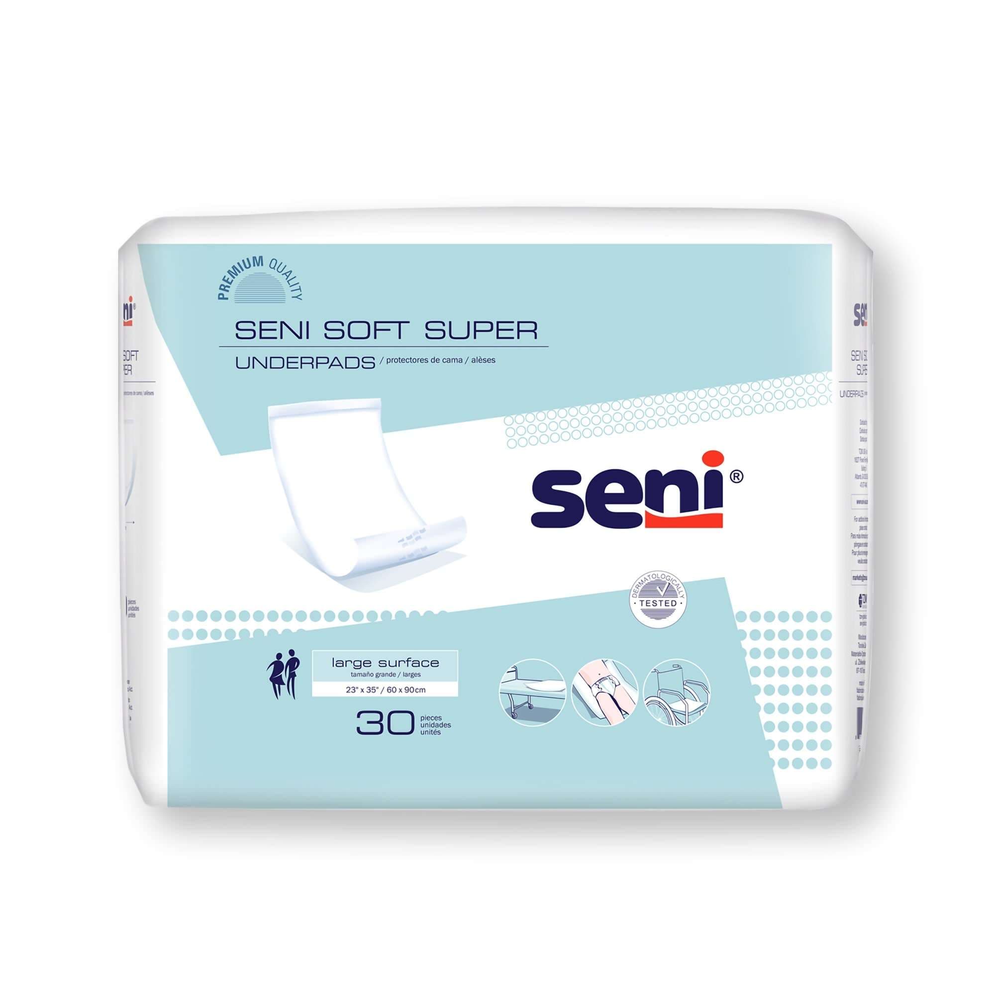 Seni Soft Super Disposable Underpad, 23 x 35 Inch - Case of 60 - Image 1