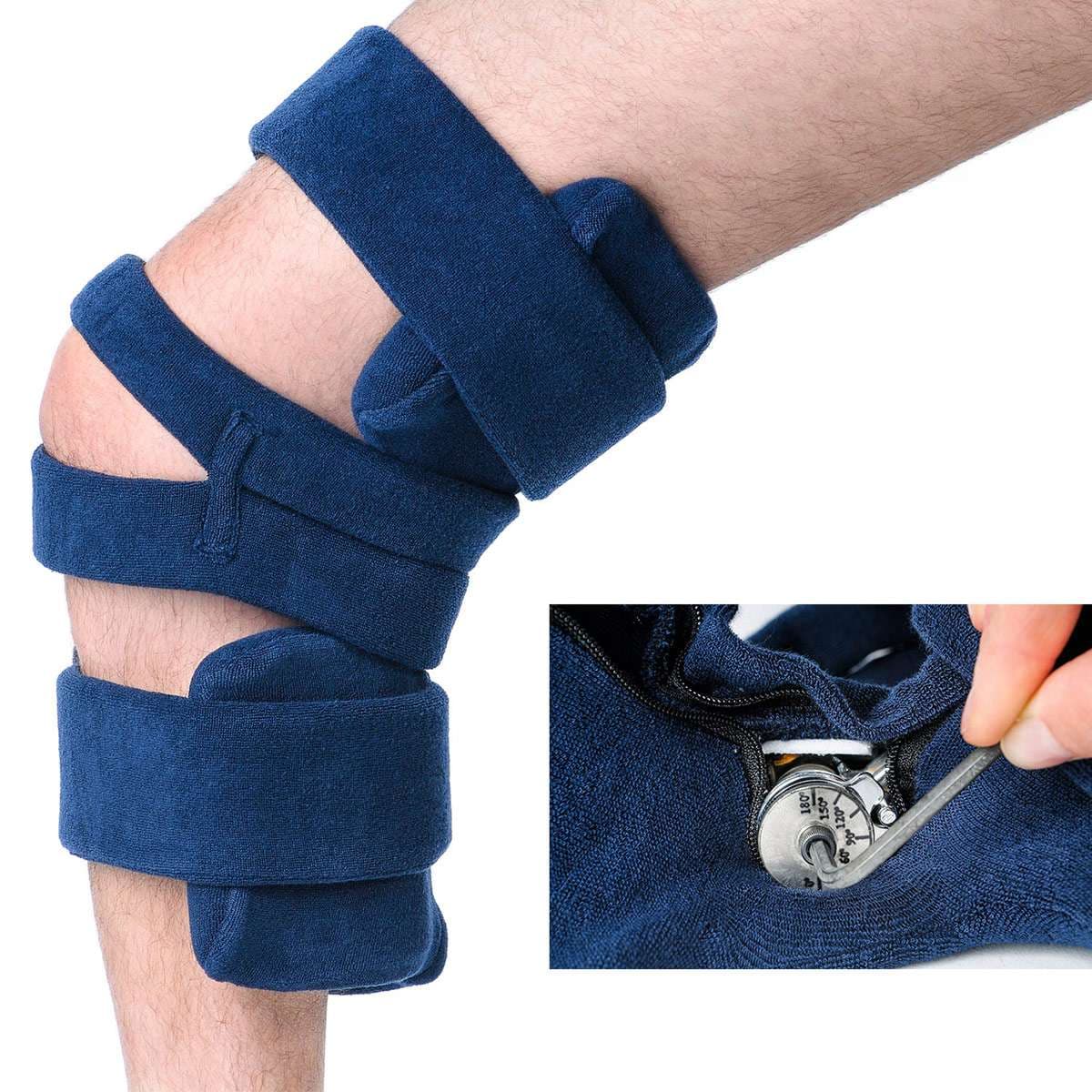 Comfy Goniometer Knee Orthosis, Medium Turquoise with Single Terry Cover - Image 1