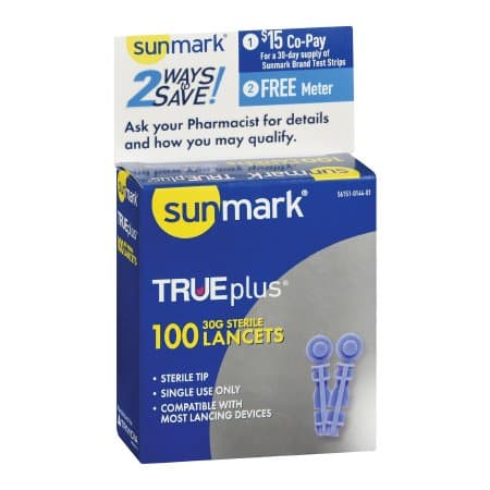 sunmark Lancet for Lancing Device Needle Sterile Multiple Sites Disposable, Dark Blue, 30 Gauge - Box of 100 - Image 1