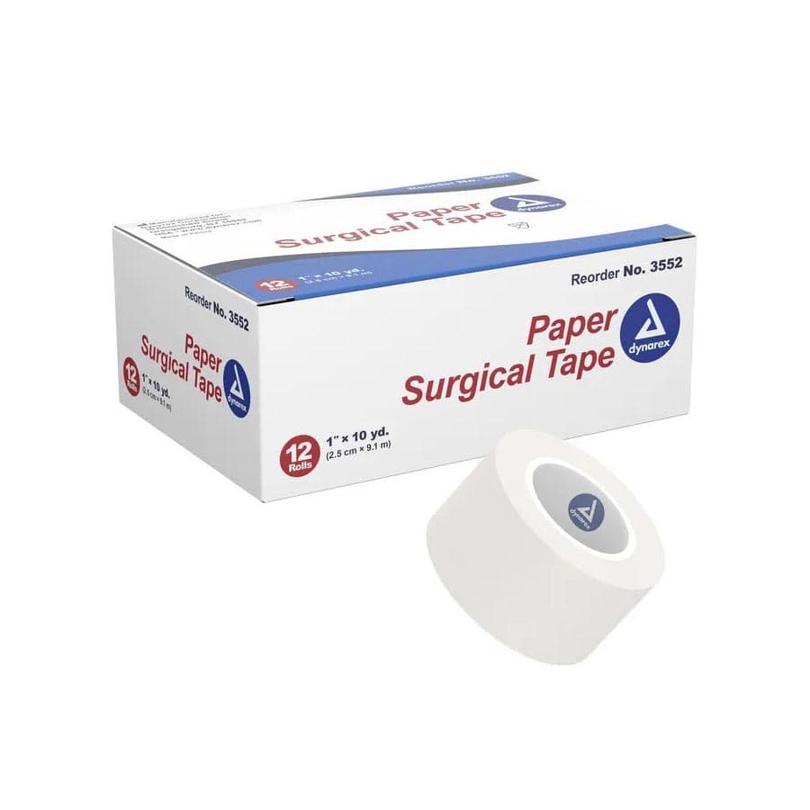Dynarex Paper Surgical Tape, 1 Inch x 10 Yard - Box of 12 - Image 1