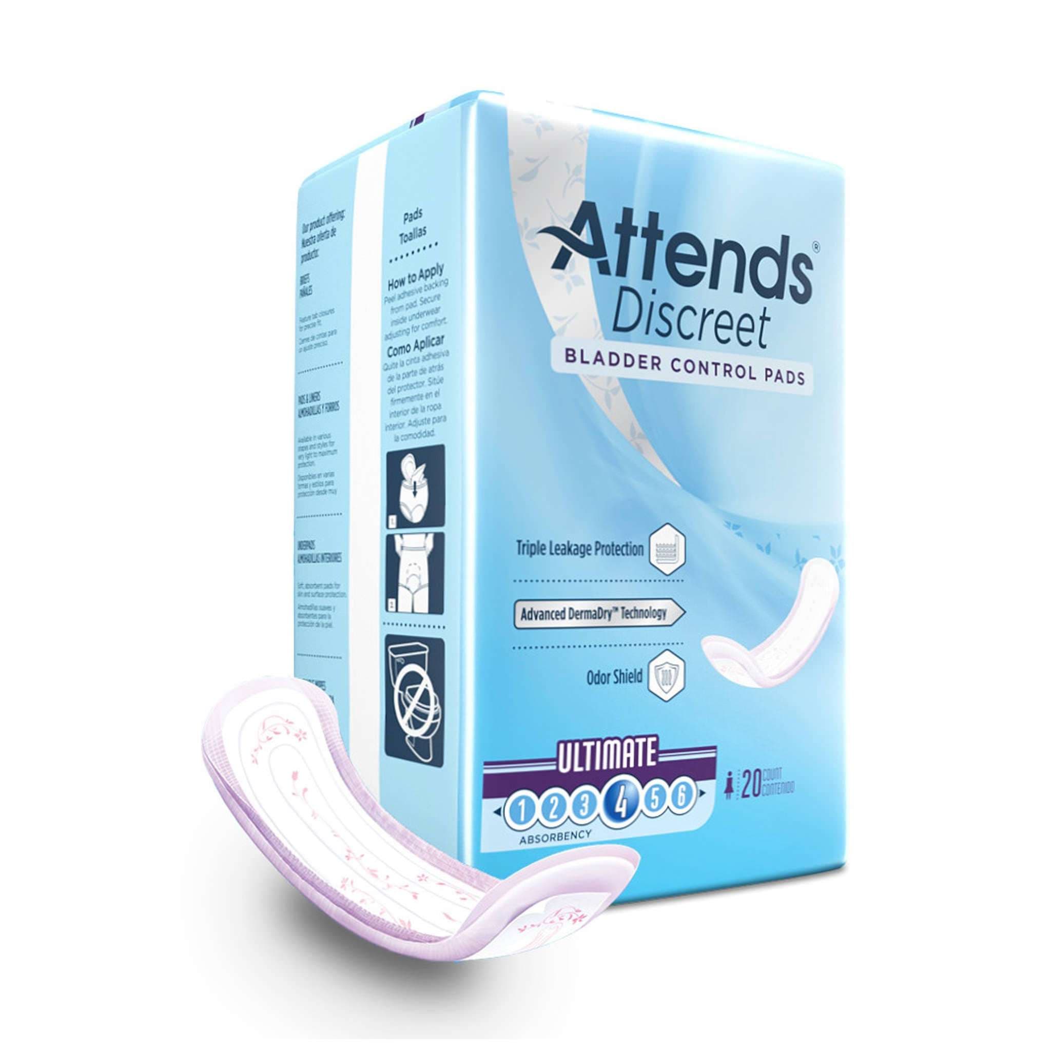 Attends Discreet Female Bladder Control Pads, 15 Inch - Package of 20 - Image 1