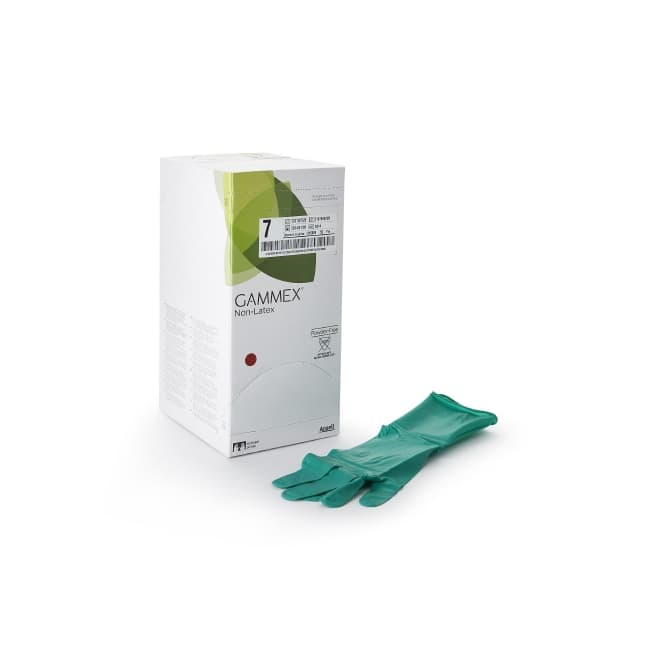 GAMMEX Non-Latex Surgical Glove Green Straight Cuff Standard, Size 7 - Case of 200 - Image 1