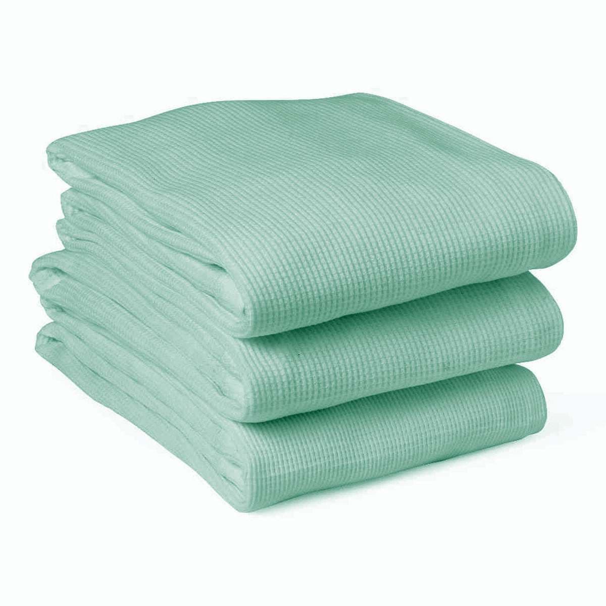 Medline Thermal-Knit Waffle Weave 100% Cotton Baby Blanket, Mint, 30" x 40", Kaumagraph Embroidery - Each - Image 1