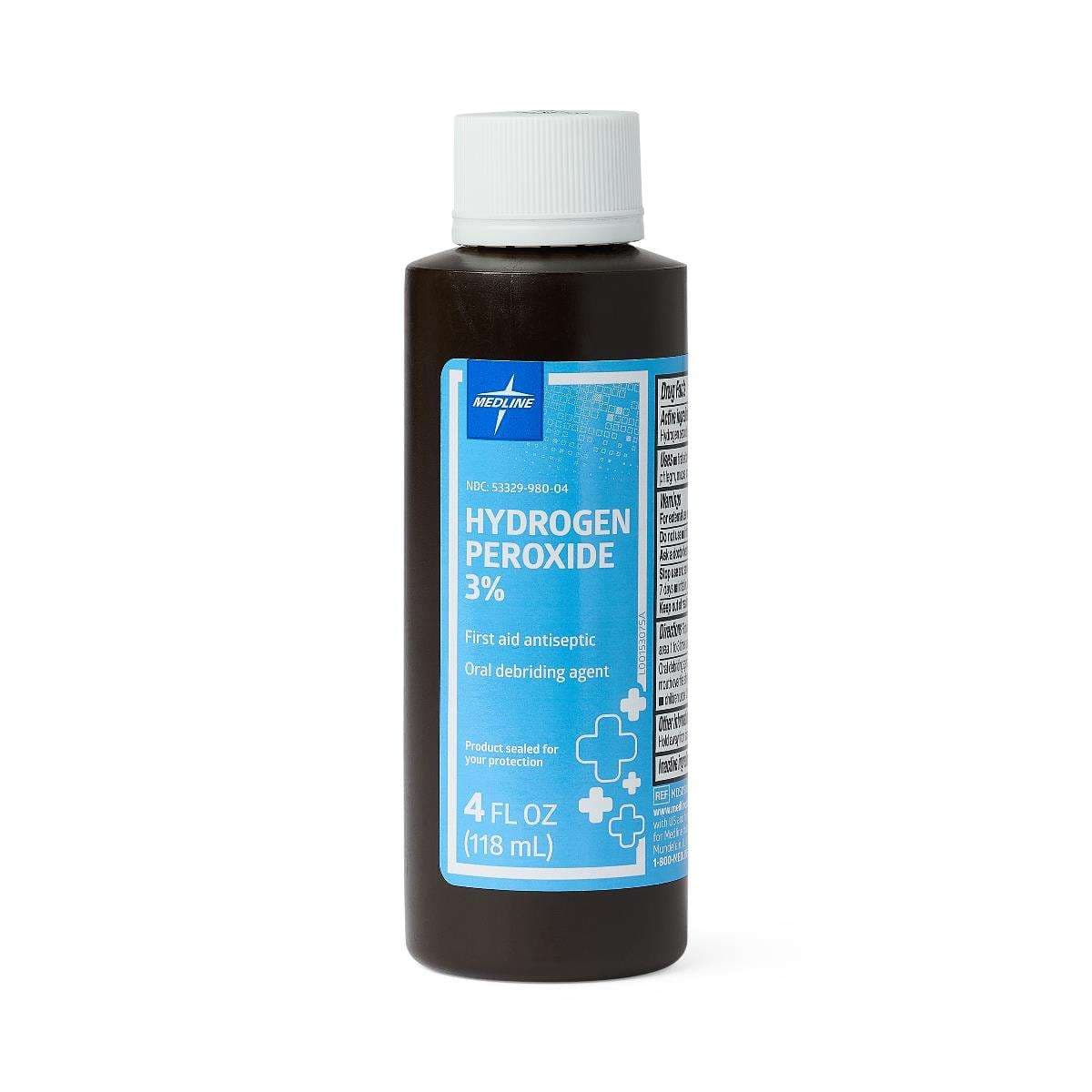 Medline Hydrogen Peroxide 3% Antiseptic Topical Liquid, 4 oz - Case of 24 - Image 1
