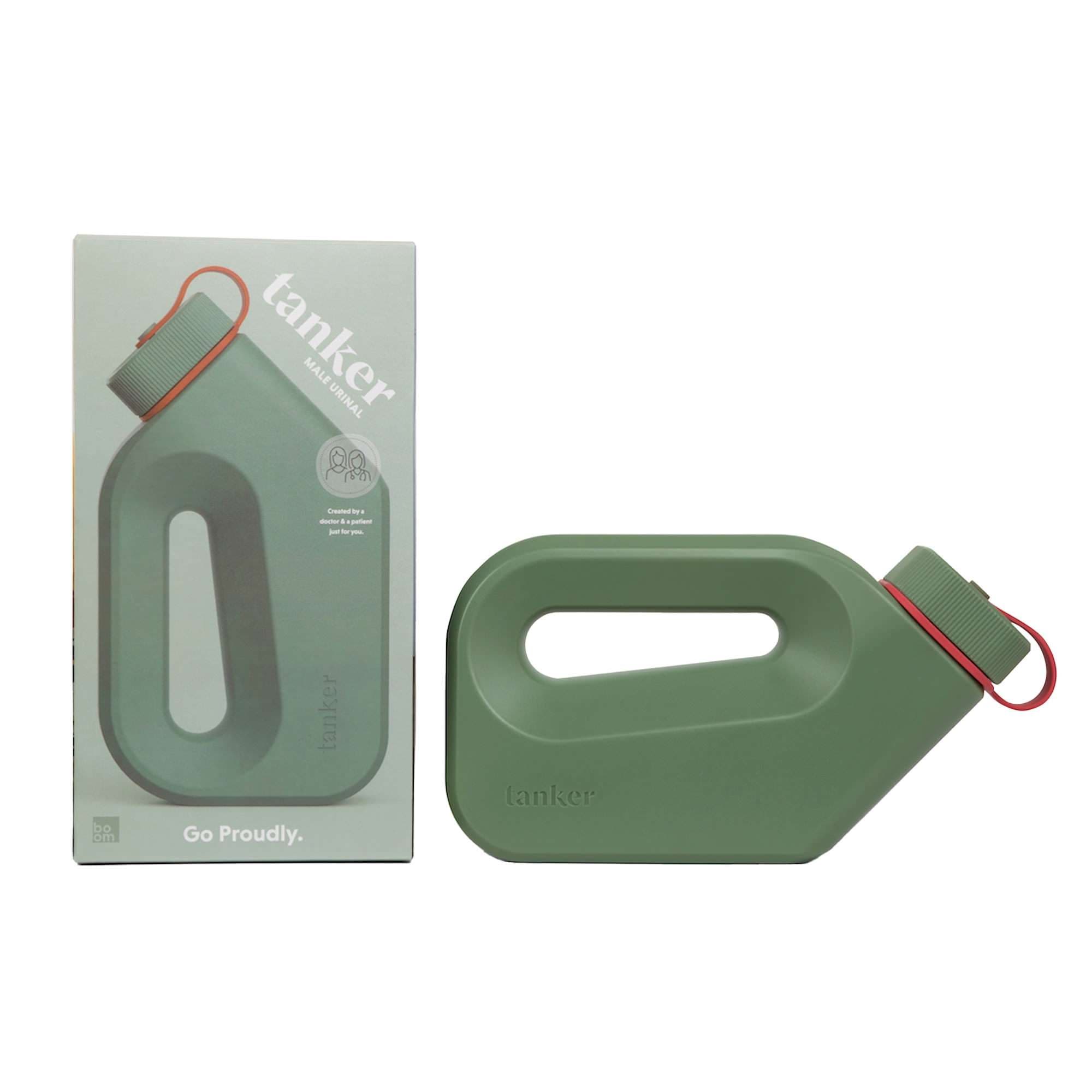 Tanker Male Urinal With Closure, Khaki Green, 44 oz - Each - Image 1