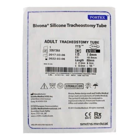Smiths Bivona TTS Cuffed Tracheostomy Tube, Size 7 - Image 1