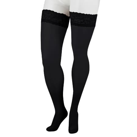 Juzo Attractive OTC Thigh High Compression Stocking 15-20 mmHg, Regular, Closed Toe, Black, Large - Pair - Image 1