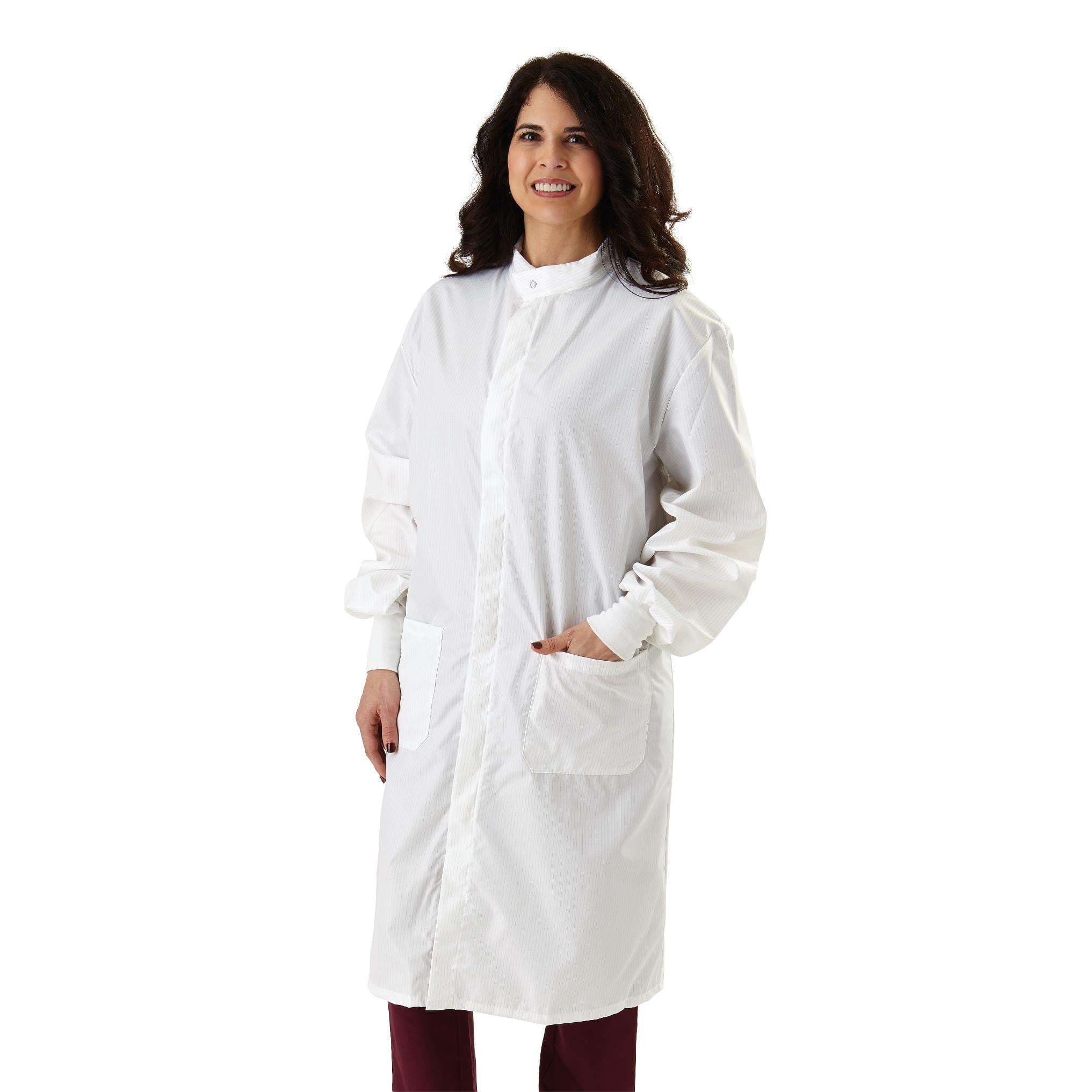 Medline Fluid-Resistant Unisex Antistatic Barrier Lab Coats, White, 4XLarge - Image 1