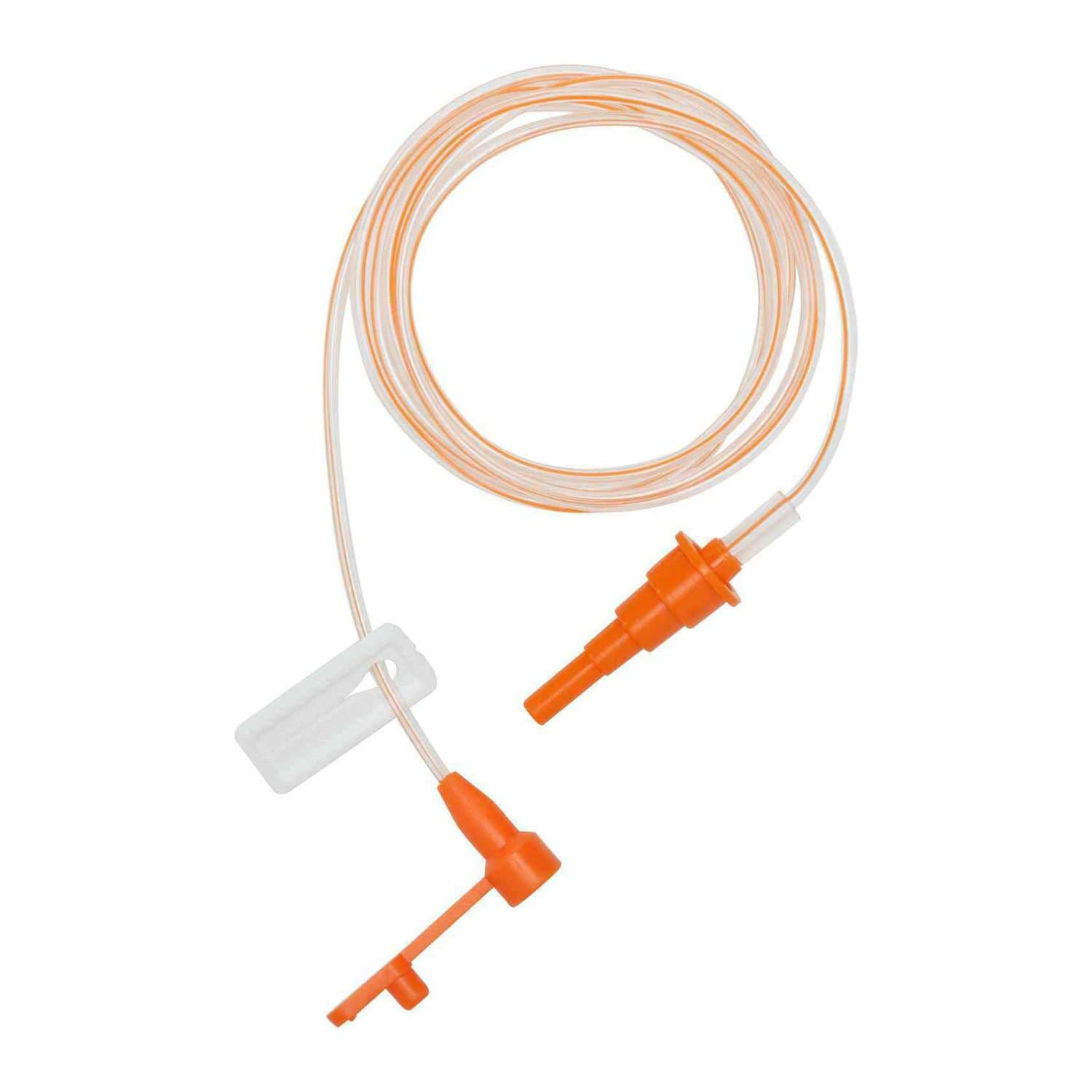 NeoMed Non-Enfit Extension Sets with Slide Tubing Clamp, 60 Inch, Orange - Package of 50 - Image 1