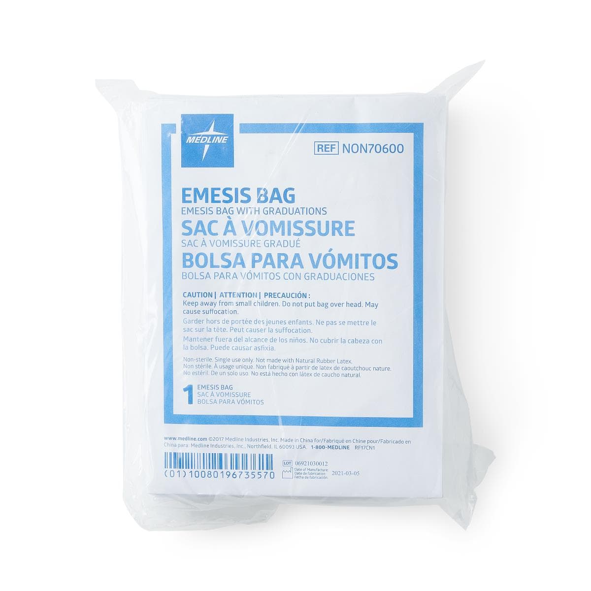 Medline Emesis Bag with Paper Funnel - Sleeve of 25 - Image 1