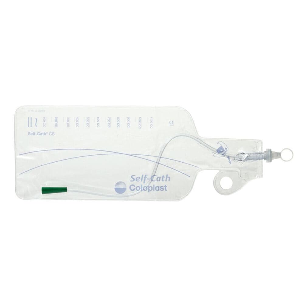 Self-Cath Olive Coude Tip Closed System Catheter with Guide Stripe, 14 Fr, 16" - Box of 50 - Image 1