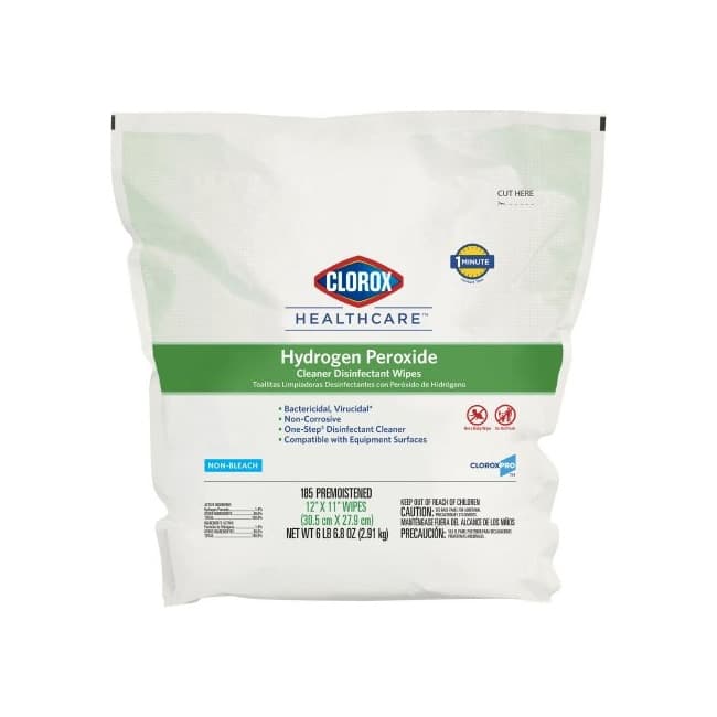 Clorox Healthcare Surface Disinfectant Cleaner Wipe, Pouch, 5-3/4 x 6-3/4 Inch - Carton of 185 - Image 1