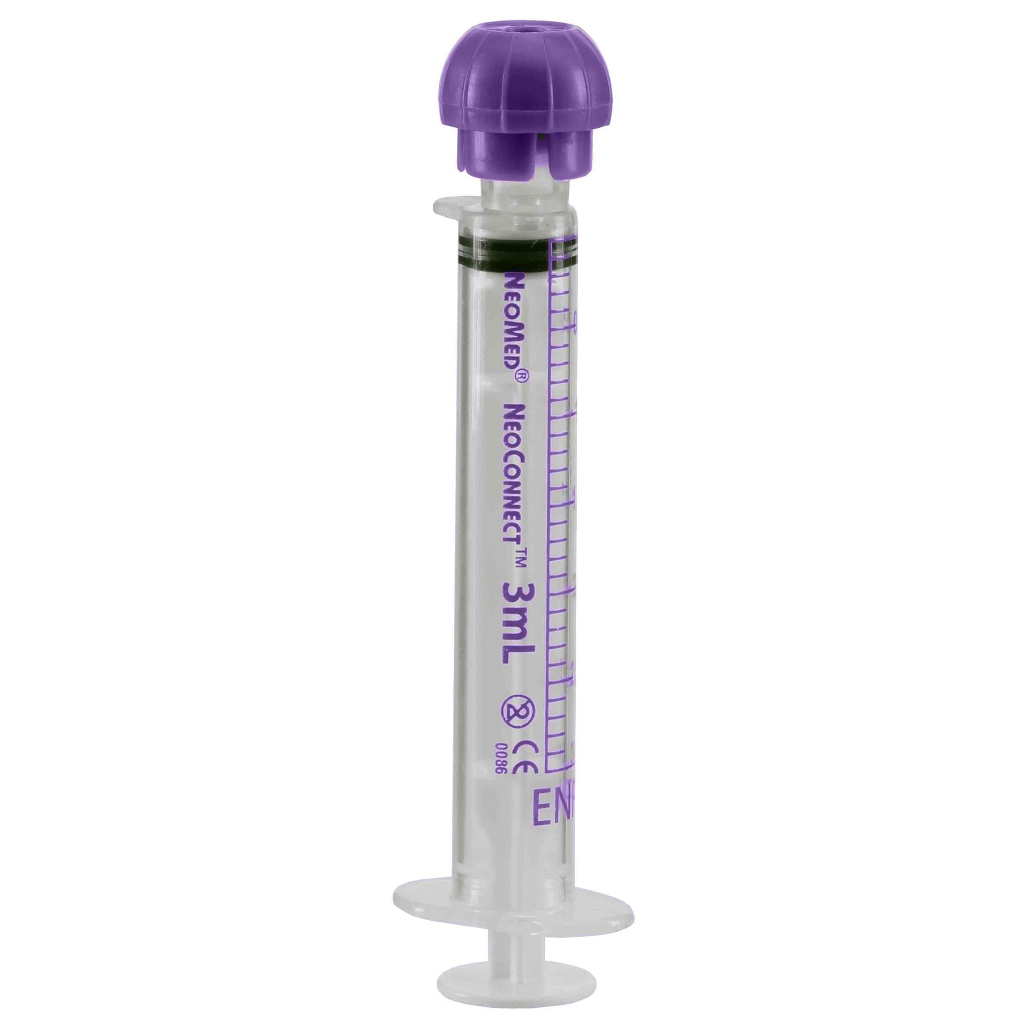 NeoConnect Enteral Oral Syringes with ENFit Connector, 3 ml, Purple Markings - Case of 200 - Image 1