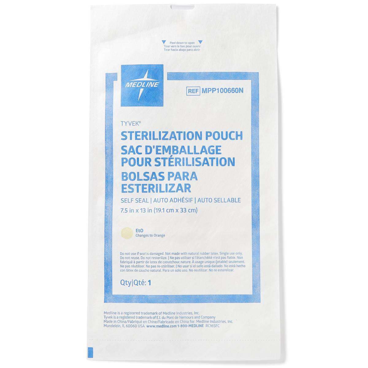 Self-seal Tyvek Sterilization Pouches For Low Temperatures, 7.5 x 13 Inch - Case of 1000 - Image 1