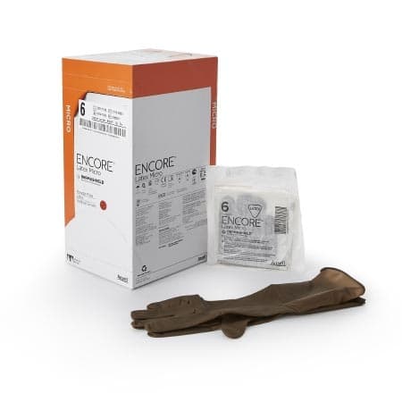 ENCORE Latex Micro Surgical Glove Brown Beaded Cuff Micro, Size 6 - Case of 200 - Image 1