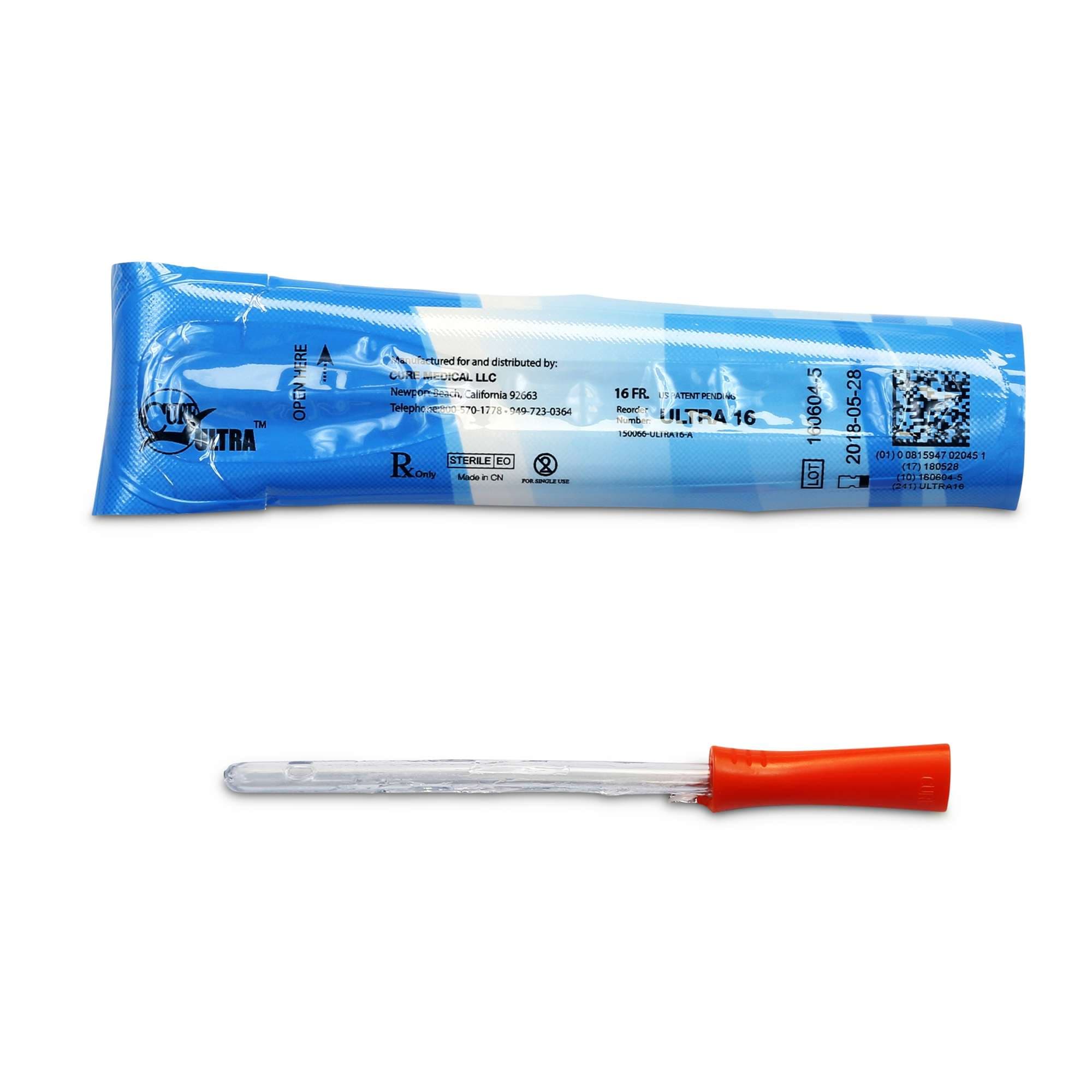 Cure Ultra Ready-to-Use Lubricated PVC Catheter for Women, 16 Fr - Case of 300 - Image 1