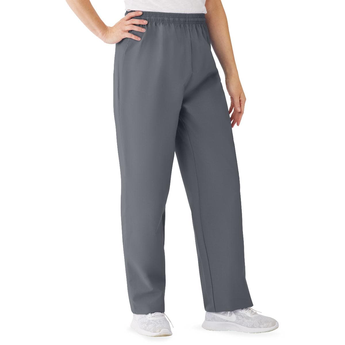 Medline Angelstat Women's Elastic Drawstring Waist Scrub Pants, Charcoal, Extra Small - Image 1
