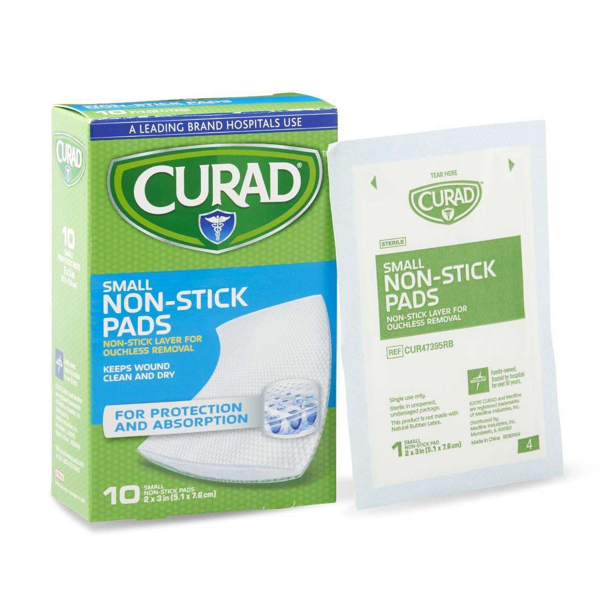 Curad Sterile Nonstick Pads, 2 x 3 Inch - Box of 10 - Image 1