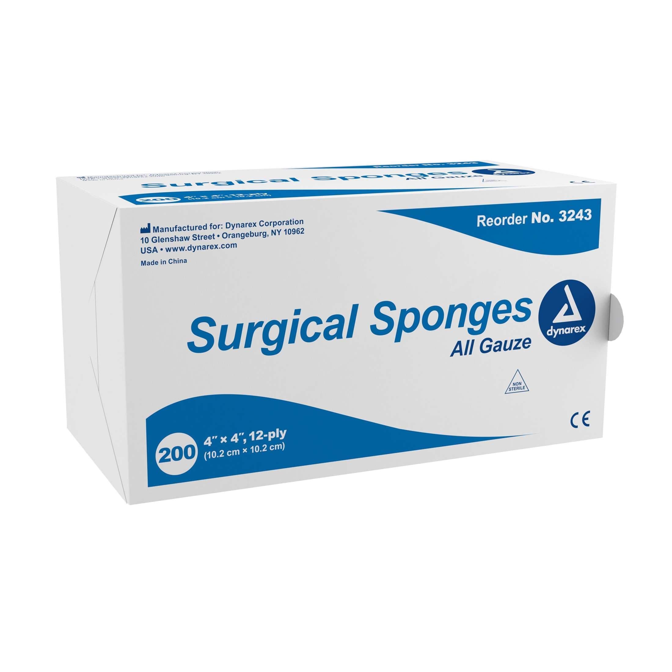 Dynarex Surgical Sponge, Non Sterile, 12 Ply, 4 x 4 Inch - Case of 2000 - Image 1