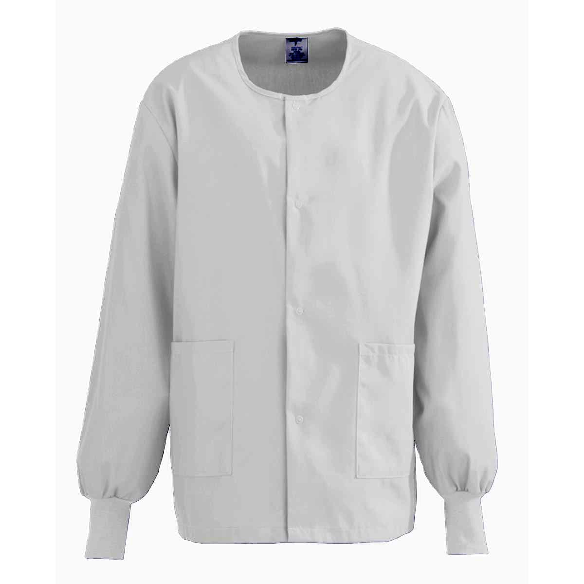 Medline Comfortease Unisex Crew-neck Warm-up Jacket, White, Medium - Image 1