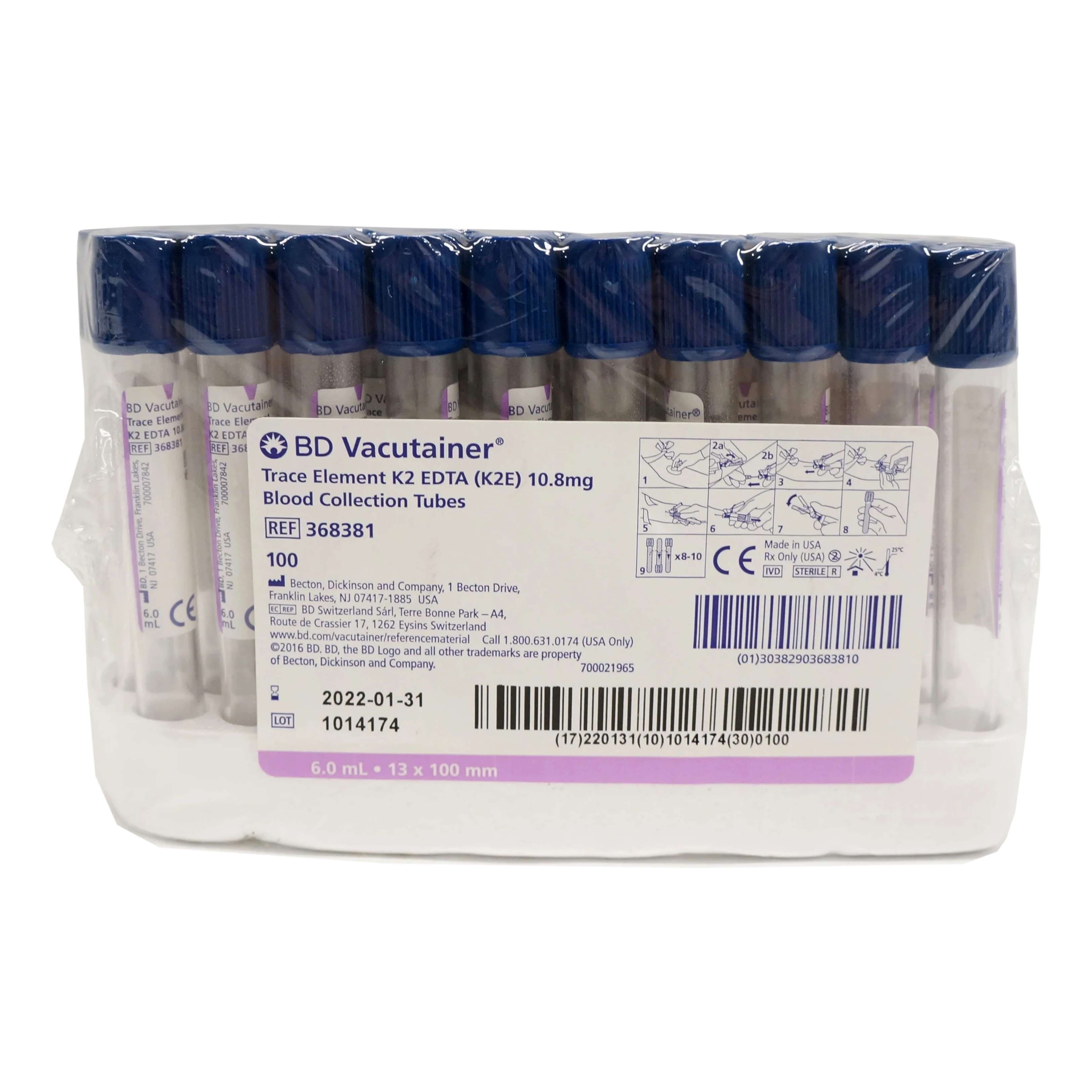 BD Vacutainer Trace Element K2 EDTA 10.8 mg Blood Collection Tubes - Image 2