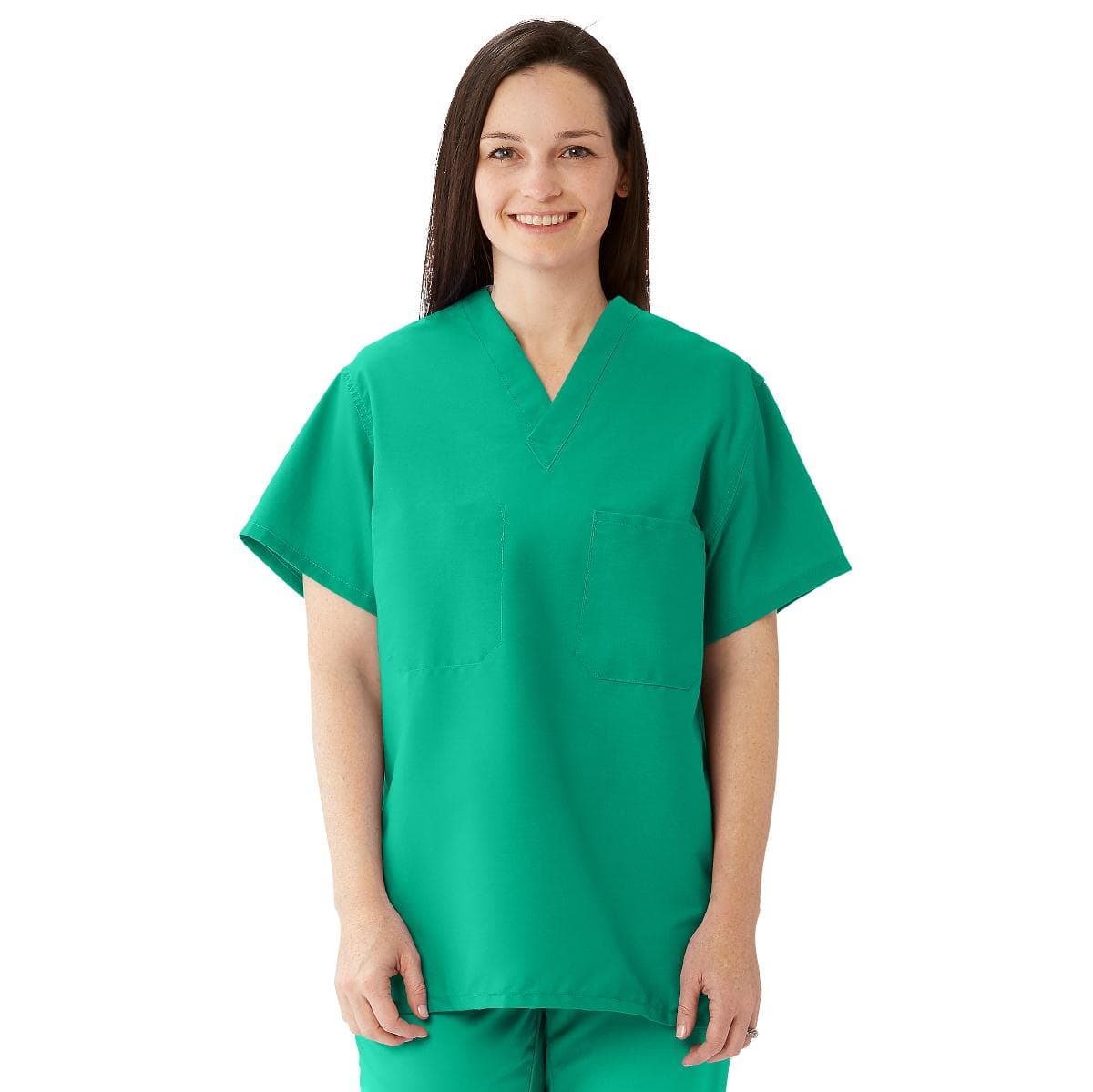 Comfortease Unisex Reversible Scrub Tops With 2 Pockets, Jade, Md - Image 1