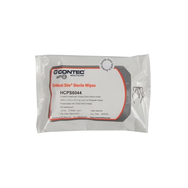 Contec Critical Site Surface Disinfectant Cleaner Soft Pack Wipe Sterile, 4 x 4 Inch - Bag of 4 - Image 1