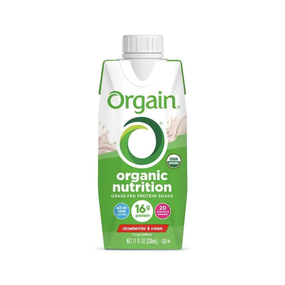 Orgain Organic Nutritional Shake, Strawberries and Cream, 11 oz - Package of 4 - Image 1