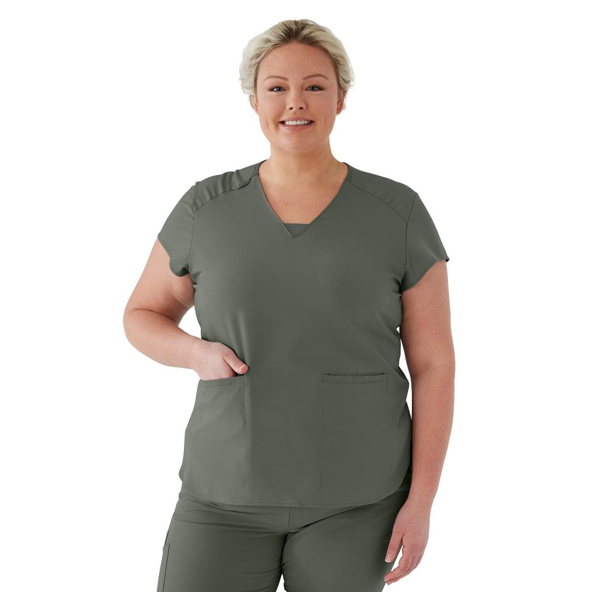 Medline Monroe AVE Women's Scrub Top, Olive Green, 2XLarge - Image 1