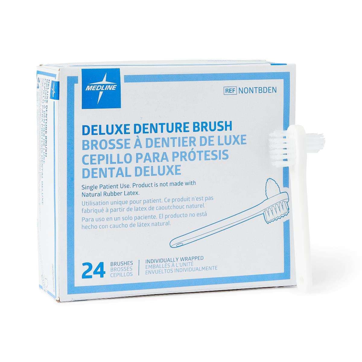 Medline 2-Sided Denture Brushes, Ivory - Box of 24 - Image 1