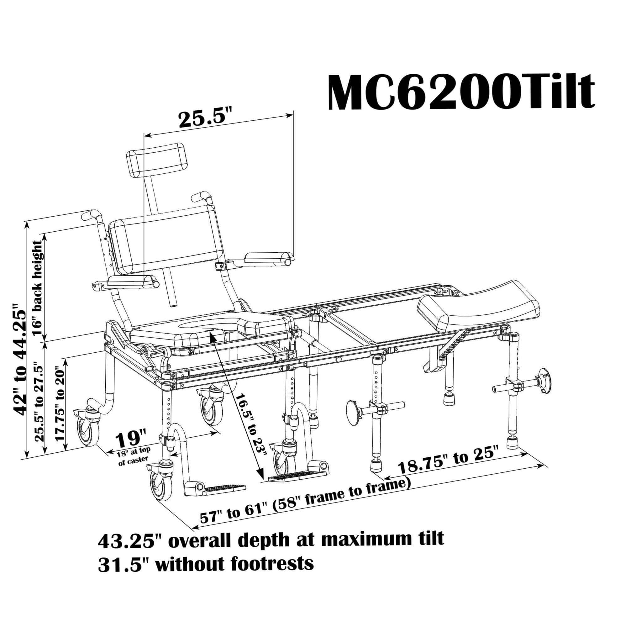 Nuprodx multiCHAIR 6200Tilt Tub Transfer Bench with Tilt-in-space - Image 2