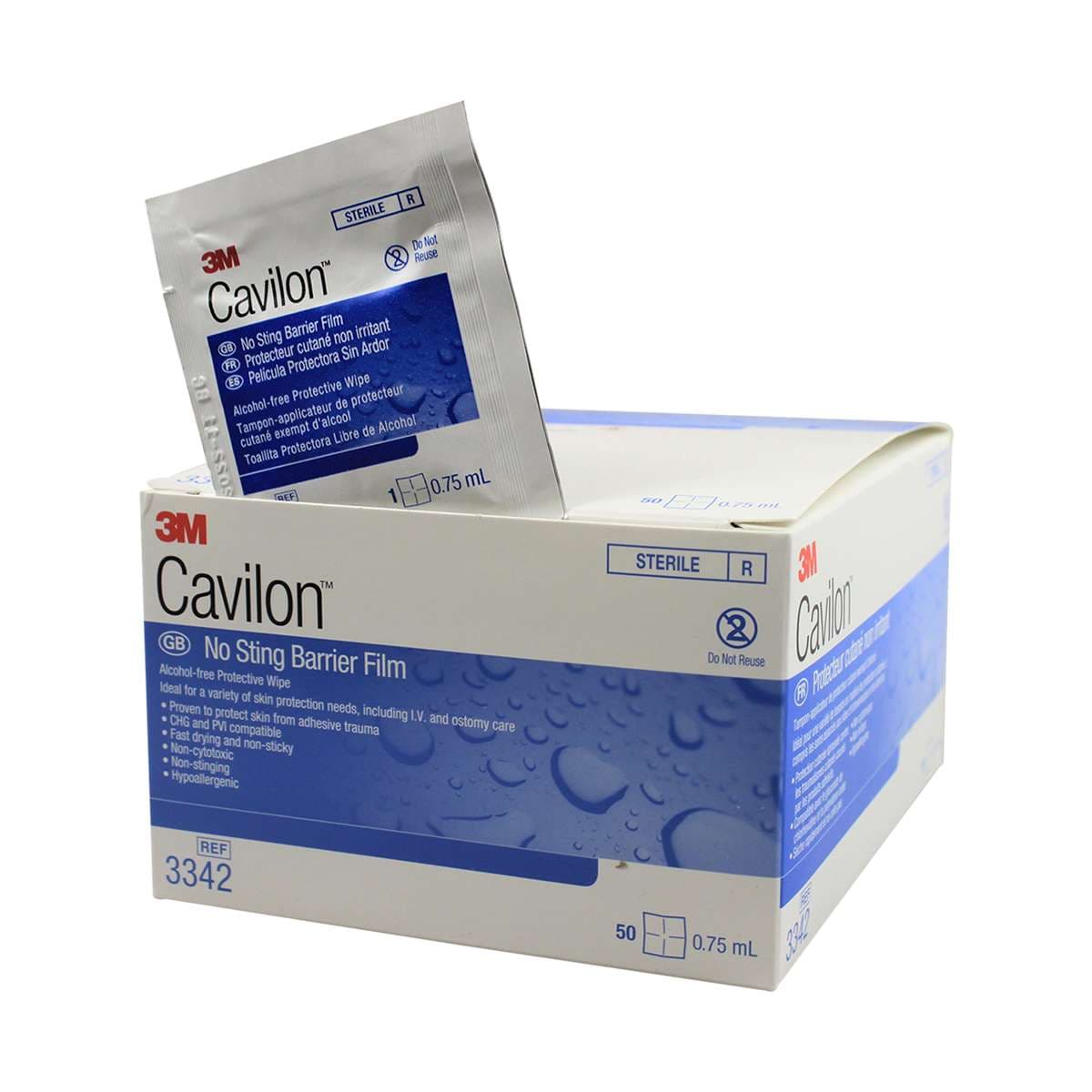 3M Cavilon No-Sting Barrier Film Wipes, 0.75 ml - Box of 50 - Image 1