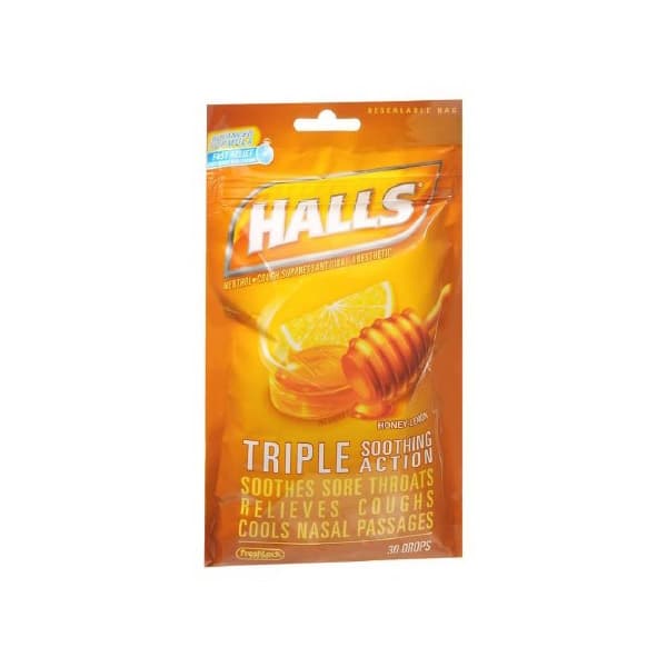 Halls Cold and Cough Relief, Honey Lemon Flavor, 7.5 mg - Image 1
