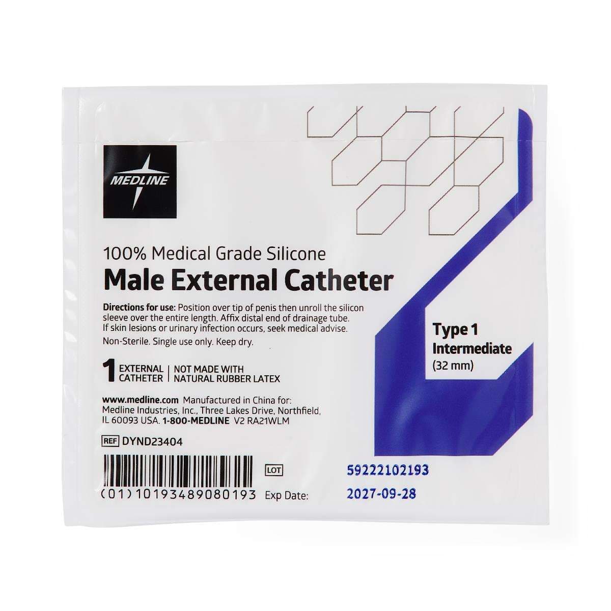 Medline Exo-Cath Type 1 Super Soft Silicone Male External Catheters, Size INT (32 mm) - Case of 30 - Image 1