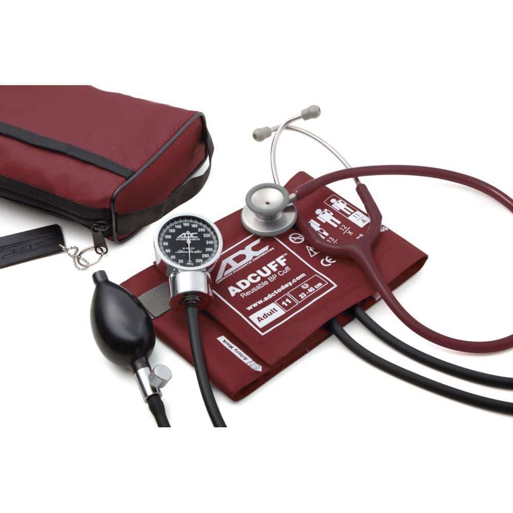 ADC Pro's Combo III Pocket Aneroid & Clinician Scope Kit, Adult, Burgundy - Image 1