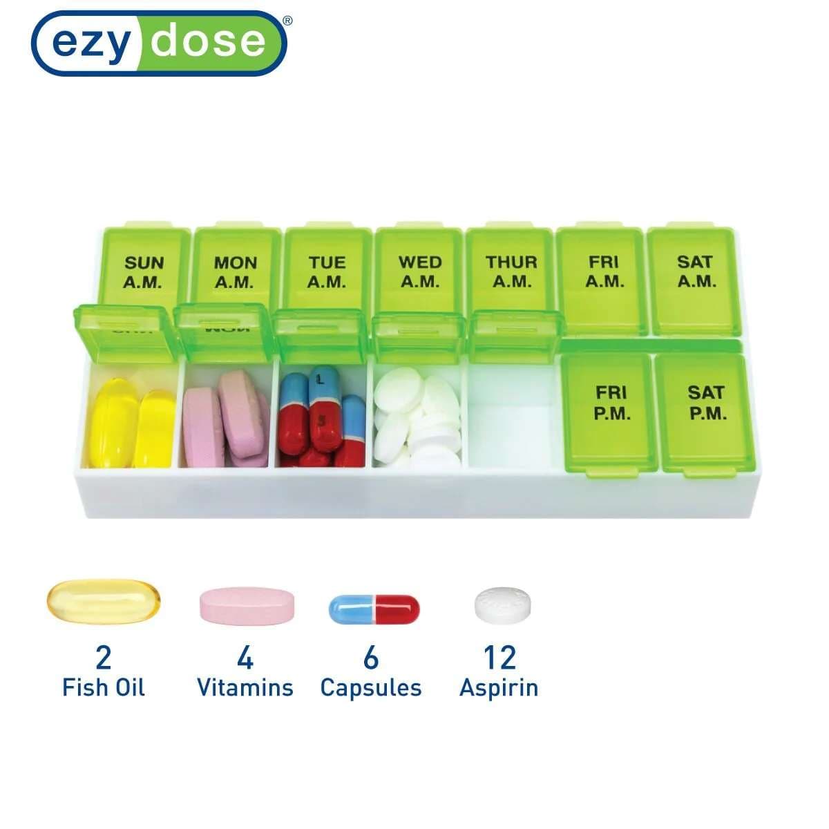 Ezy Dose Twice A Day Pill Organizer, Medium, 7 Day, 2 Dose - Package of 6 - Image 3