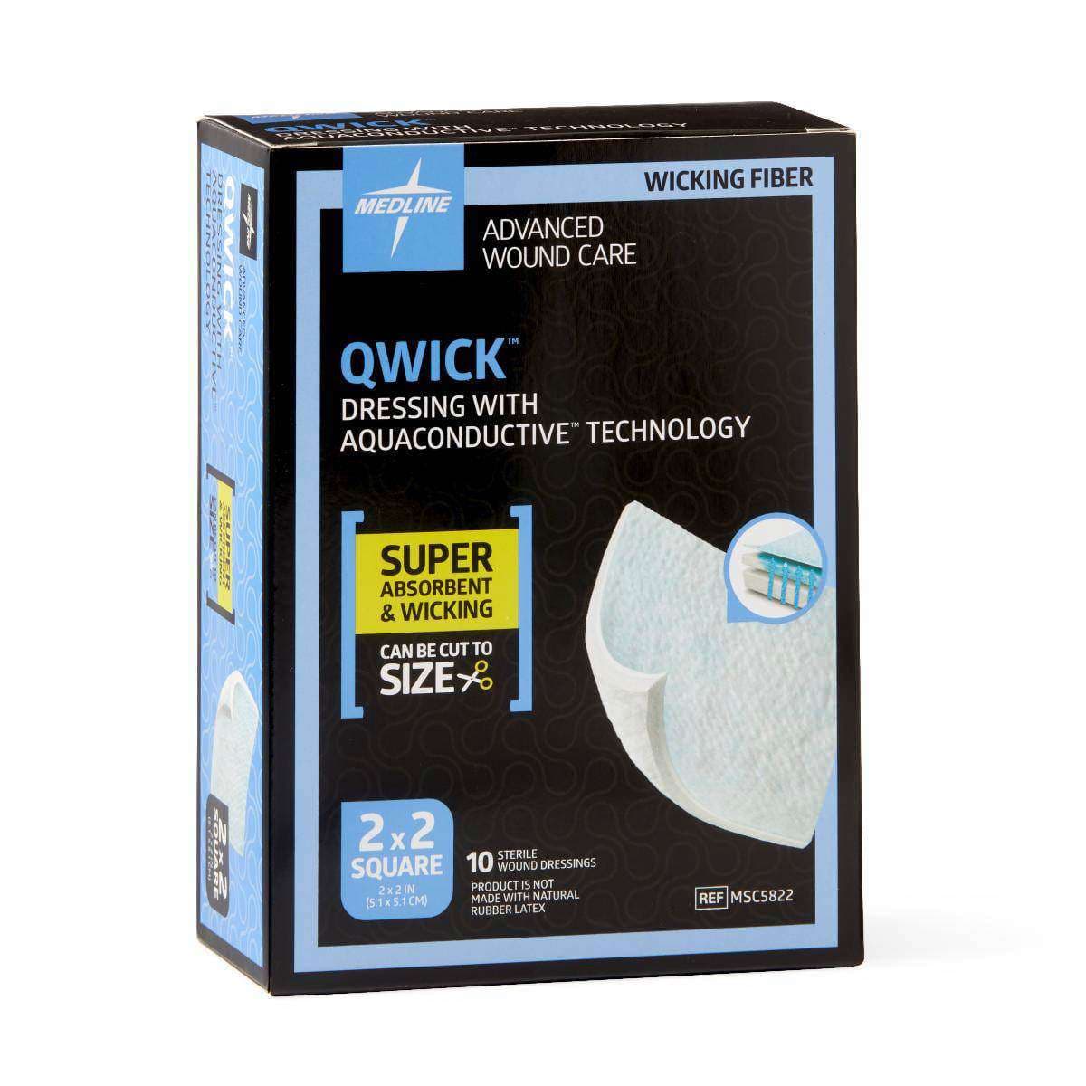 Medline Qwick Superabsorbent Wound Dressing, 2 x 2 Inch - Box of 10 - Image 1